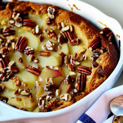 Apple and Pecan Bread Pudding with Bourbon Sauce