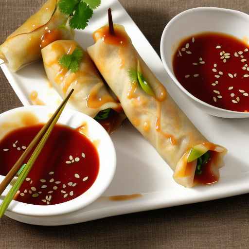 Asian pear and pork spring rolls with sweet chili sauce