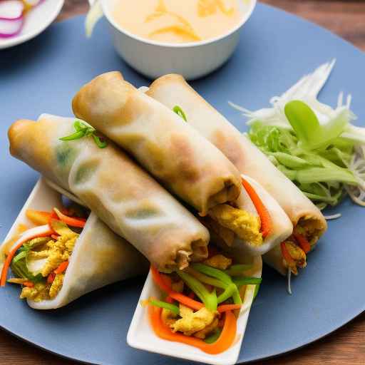 Bahn mi egg rolls with scrambled egg and pickled vegetables