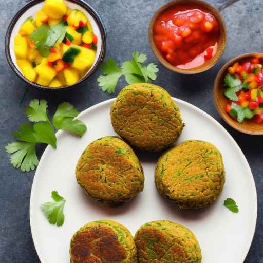 Baked falafel fritters with mango salsa