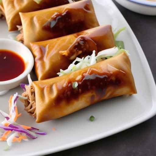 BBQ pulled pork egg rolls with tangy coleslaw