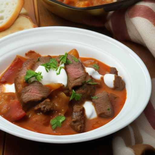 Beef and Bacon Goulash with Sour Cream