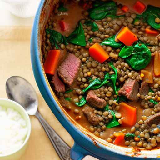 Beef and Lentil Stew with Spinach