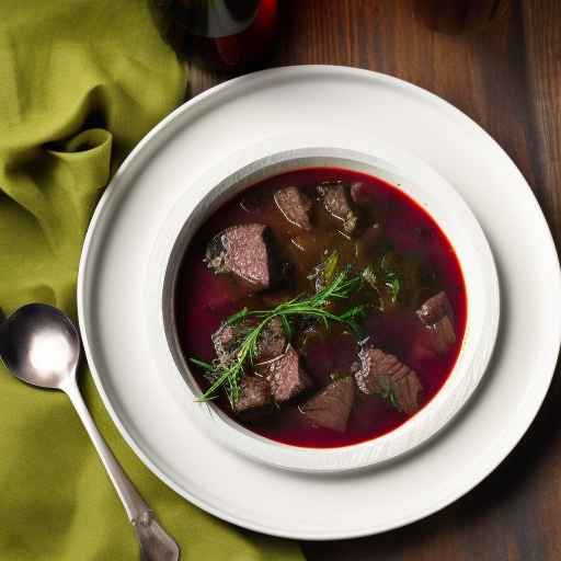 Beef and Mushroom Borscht with Tarragon and Red Wine