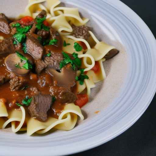 Beef and Mushroom Goulash with Egg Noodles