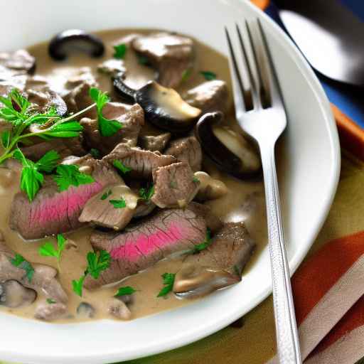 Beef and Mushrooms in Creamy Herb Sauce