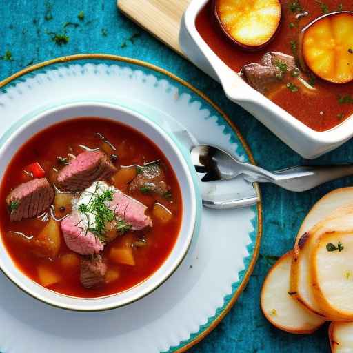 Beef and Potato Borscht with Garlic and Paprika