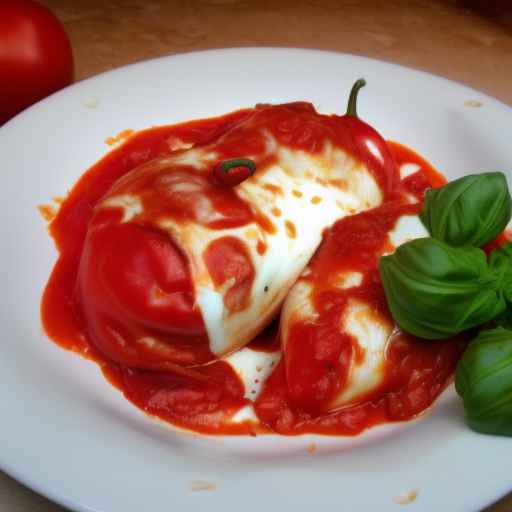 Bell pepper and red onion with tomato sauce and mozzarella