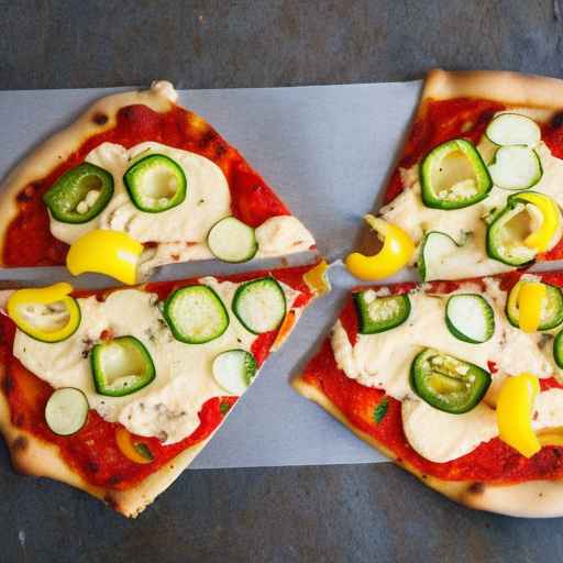 Bell Pepper and Zucchini Pizza with Hummus and Lemon Zest