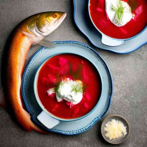 Borscht with Smoked Trout and Sour Cream