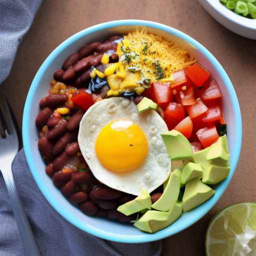 Breakfast Burrito Bowl with Rice and Beans