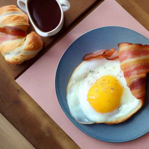 Breakfast Croissant with Bacon and Egg