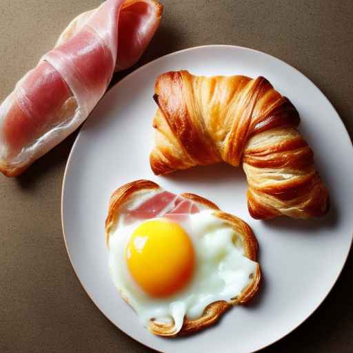 Breakfast Croissant with Ham and Egg