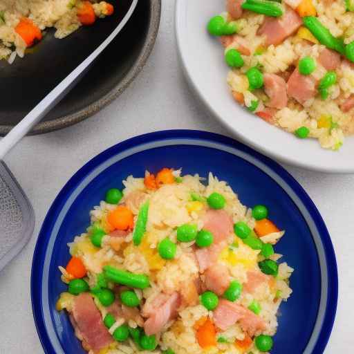 Breakfast Fried Rice with Ham and Vegetables