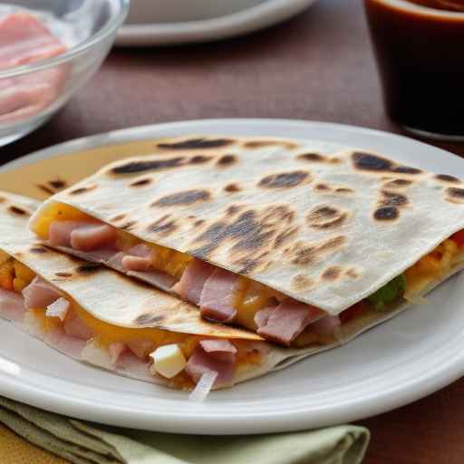 Breakfast Quesadilla with Ham and Cheese