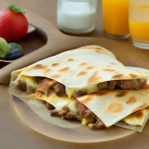 Breakfast Quesadilla with Sausage and Cheese