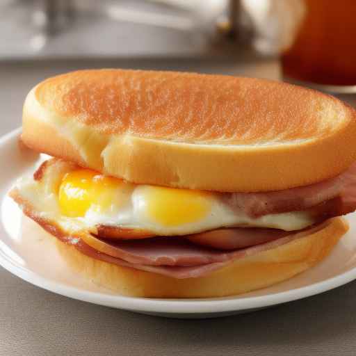 Breakfast Sandwich with Ham and Egg