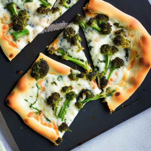 Broccoli Rabe and Fontina Cheese Pizza with Garlic and Red Pepper Flakes