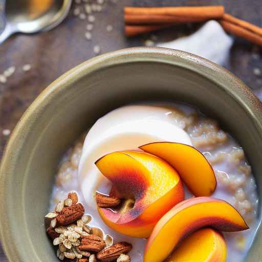 Buckwheat porridge with cinnamon and peaches