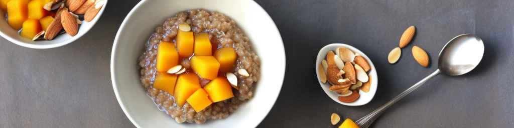 Buckwheat porridge with mango and almonds