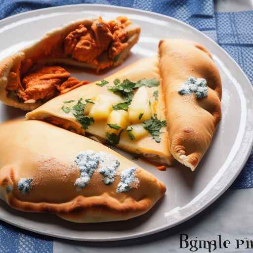 Buffalo chicken-style calzone with blue cheese and pineapple