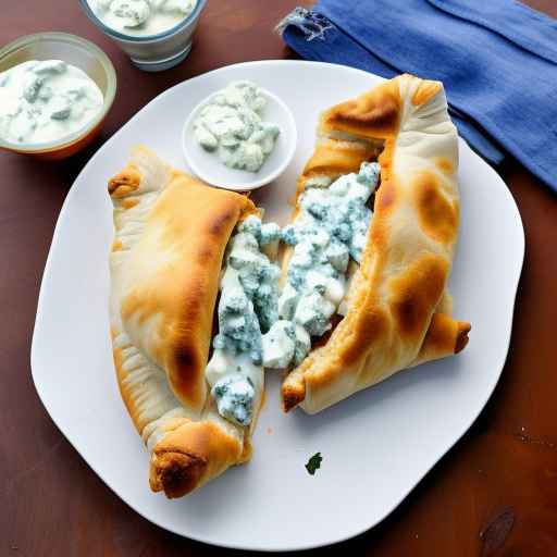 Buffalo Chicken Calzone with Mozzarella Cheese and Blue Cheese Dressing