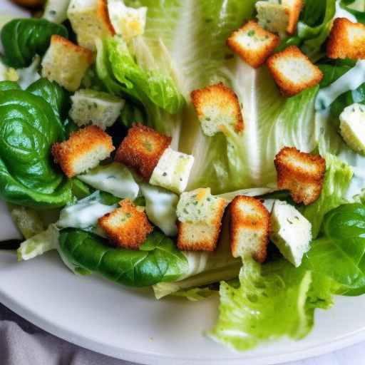 Caesar Egg Salad with Romaine Lettuce and Croutons