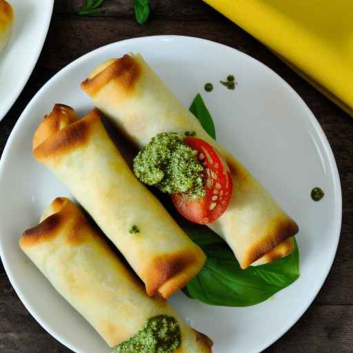 Caprese egg rolls with scrambled egg and pesto