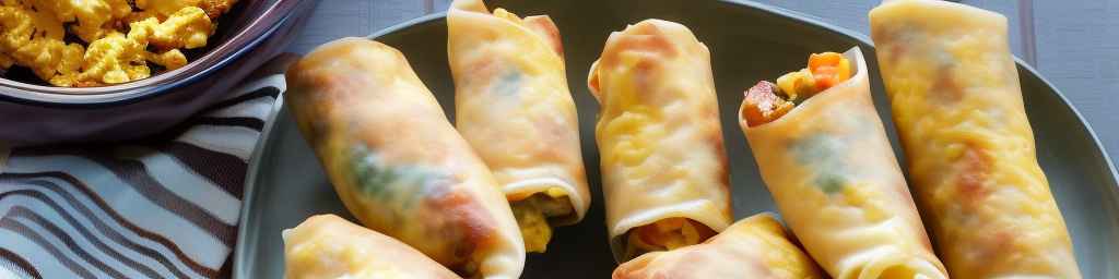 Cheesy scrambled egg breakfast egg rolls