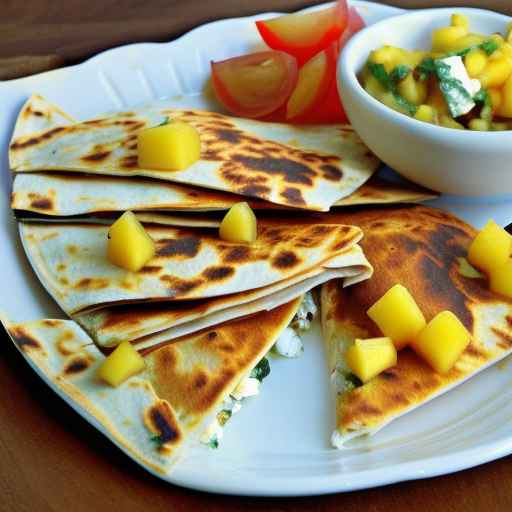Chicken and Goat Cheese Quesadillas with Mango Salsa