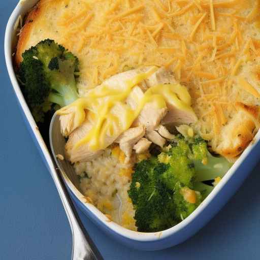 Chicken and Rice Casserole with Cheddar Cheese and Broccoli