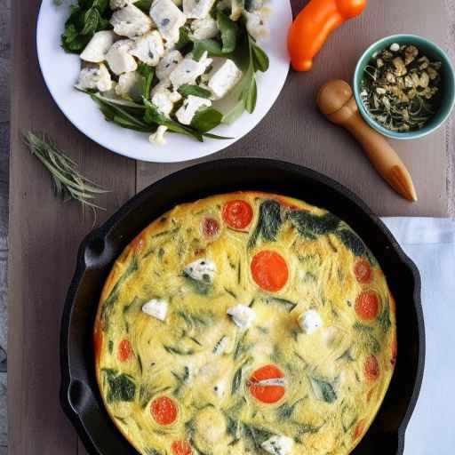 Chicken and Roasted Vegetable Frittata with Herbs and Feta Cheese