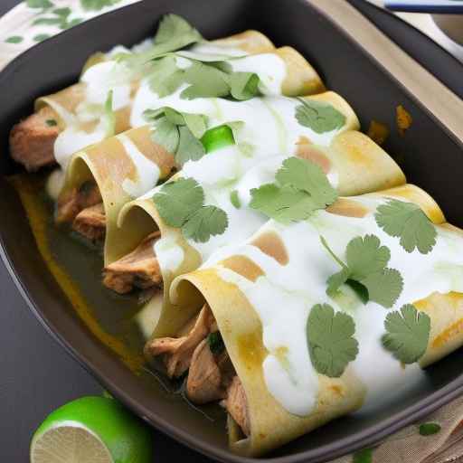 Chicken and Salsa Verde Enchiladas with Lime Crema