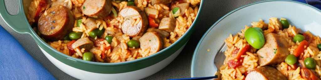 Chicken and Sausage Jambalaya with Rice and Vegetables