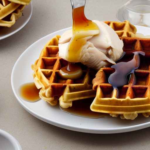 Chicken and Waffles with Maple Syrup Sauce