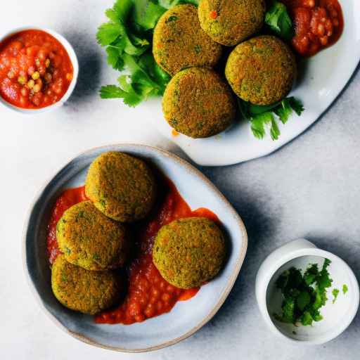 Chickpea and Lentil Falafel with Spicy Tomato Sauce