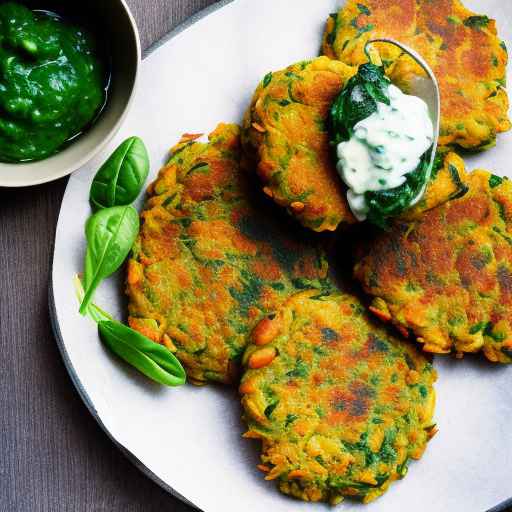 Chickpea and spinach fritters with tzatziki