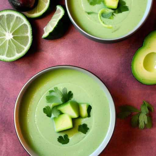 Chilled avocado and cucumber soup with lime