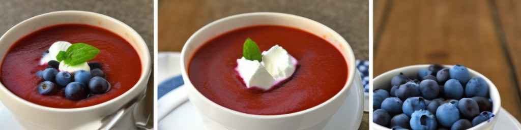 Chilled blueberry and tomato soup