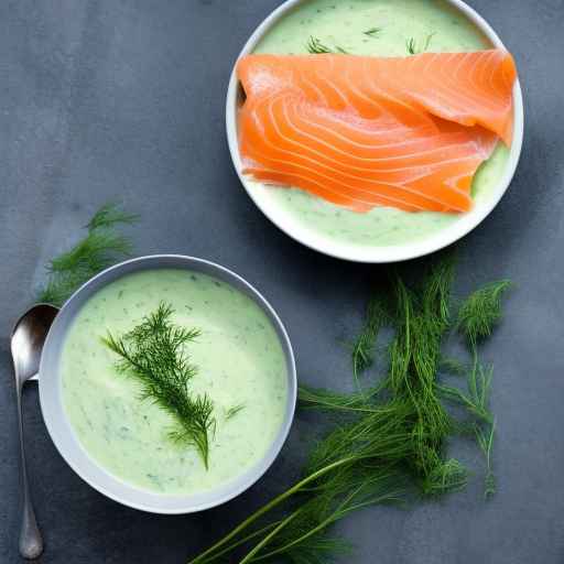 Chilled cucumber and dill soup with smoked salmon