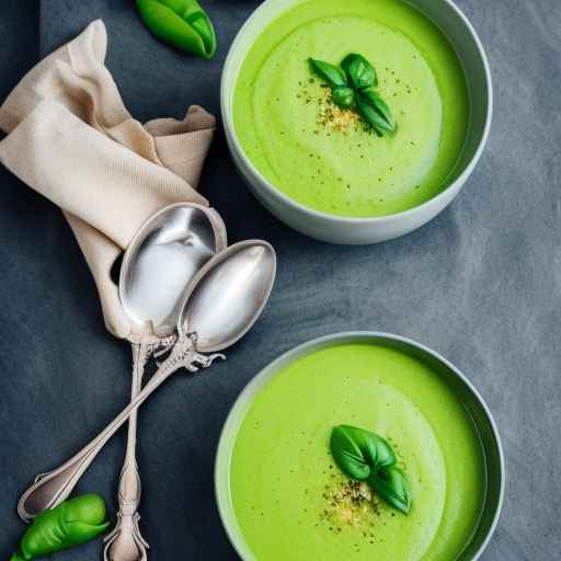 Chilled green pea and basil soup