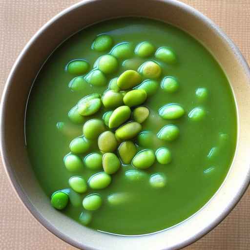 Chilled green pea and edamame soup