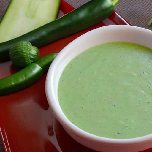 Chilled green pepper and cucumber soup