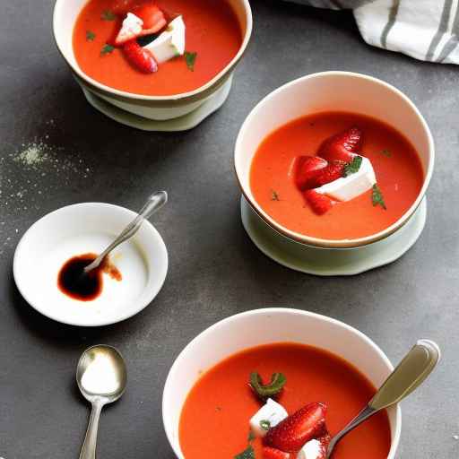 Chilled strawberry and tomato soup with balsamic vinegar