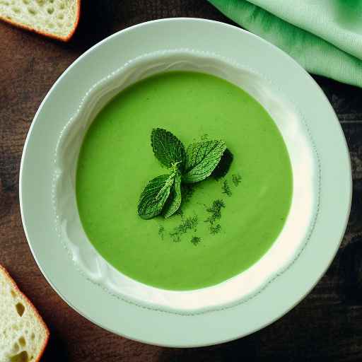 Chilled sweet pea and mint soup