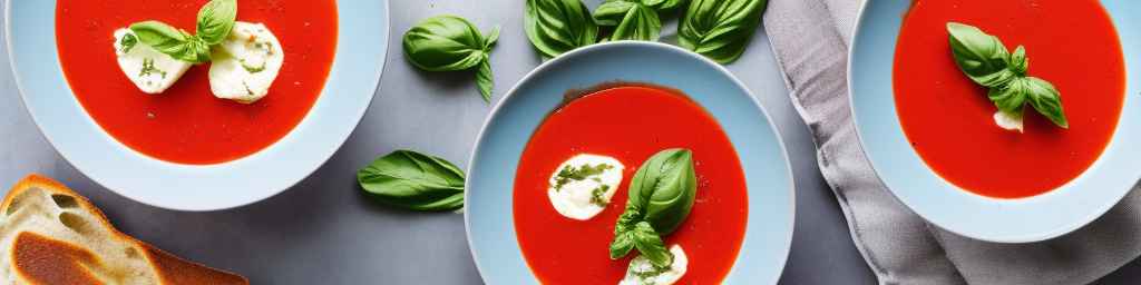 Chilled tomato and basil soup with mozzarella