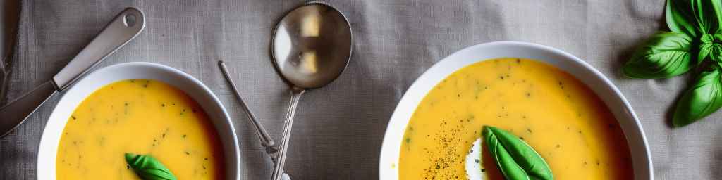 Chilled yellow tomato and basil soup