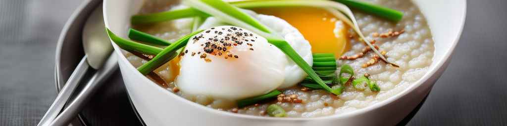 Chinese-style congee with poached egg and scallions