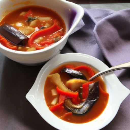 Cold roasted eggplant and bell pepper soup