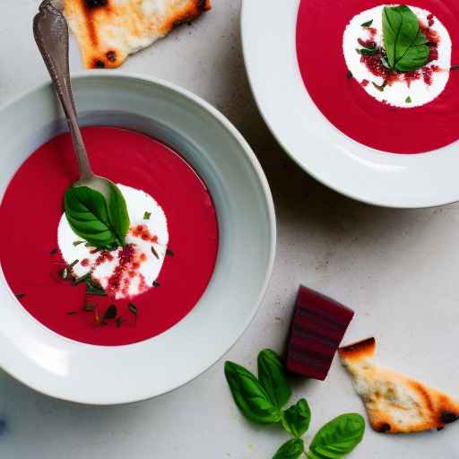 Cold tomato and beetroot soup with crème fraîche